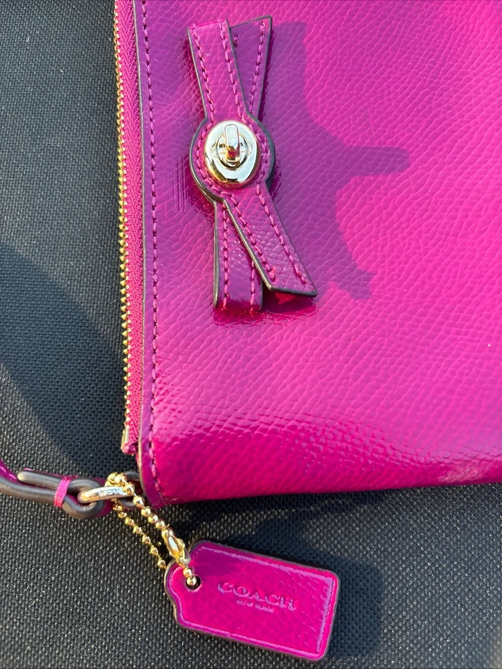 Coach Pink Patent Leather Wristlet